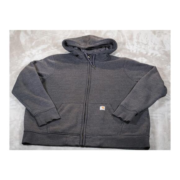 Carhartt Hoodie Mens 2XL Full Zip Relaxed Fit Sweatshirt Workwear Cotton Blend - Picture 1 of 8